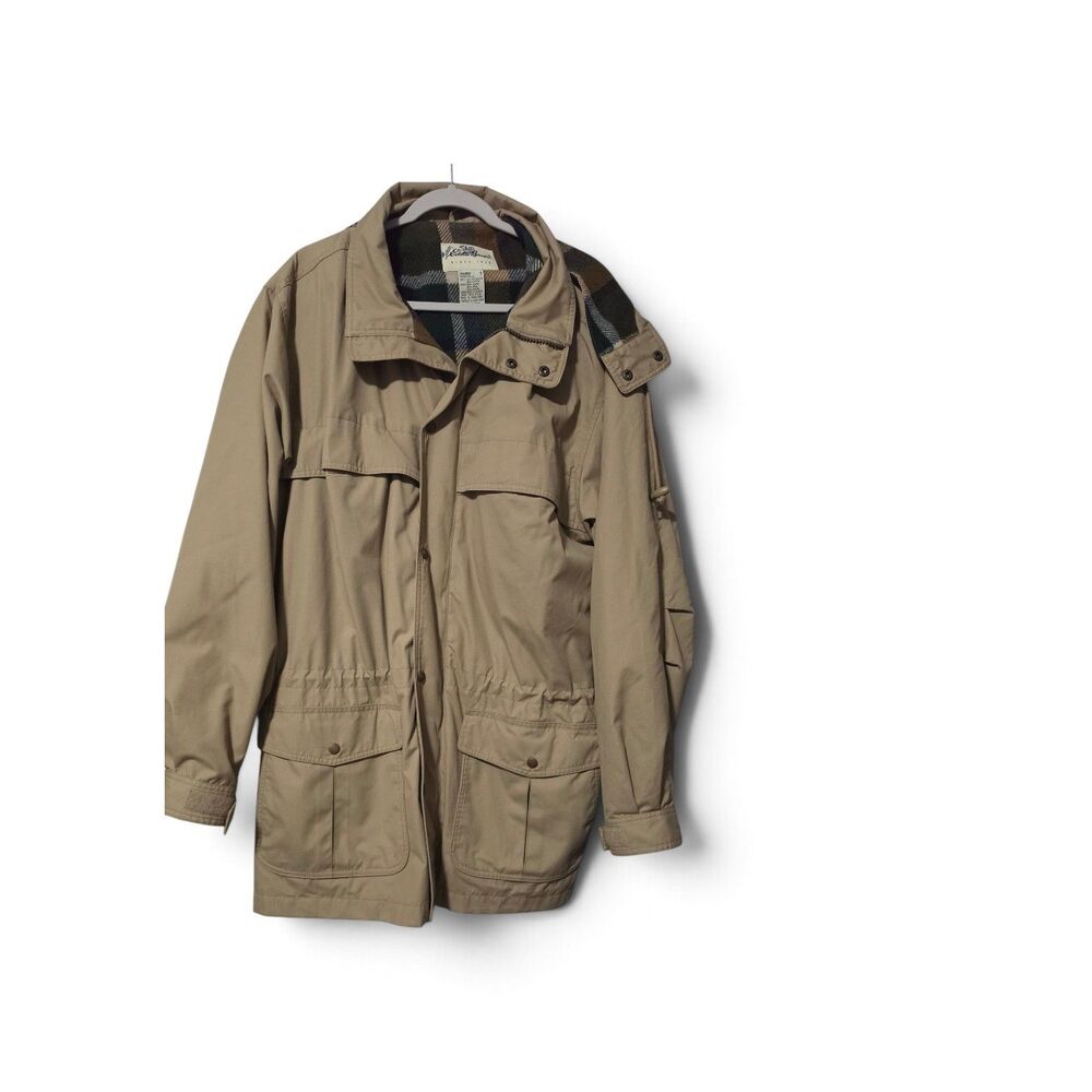 Eddie Bauer Mens Wool Nylon Core Coat Size Large Tall Beige